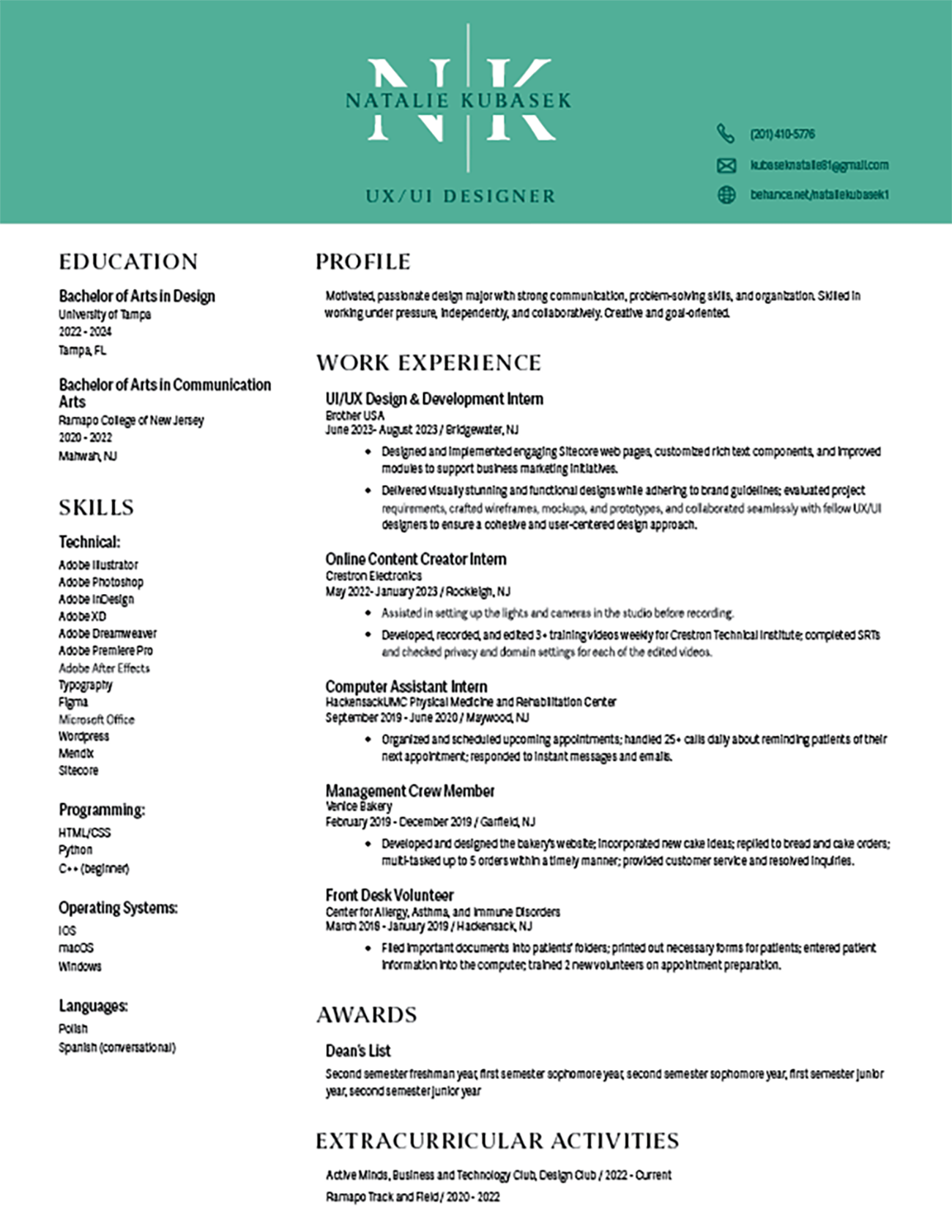 Natalie Kubasek Resume